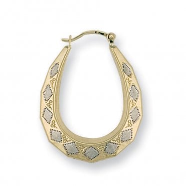 9ct Yellow Gold Oval Creole Earrings