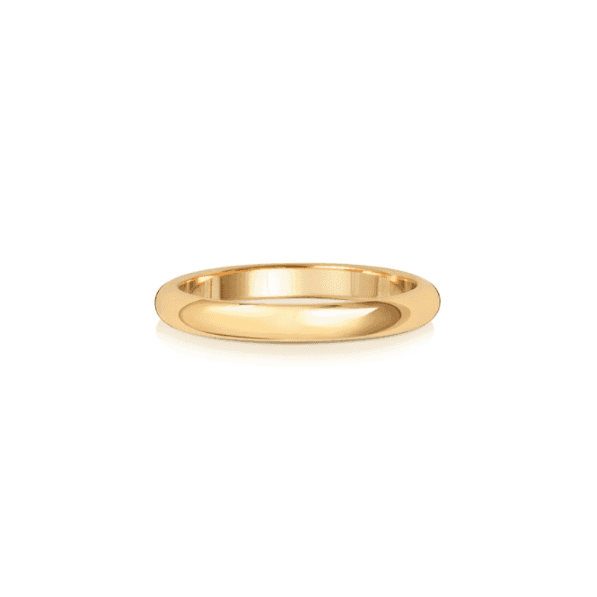 9ct Yellow Gold Polished D-Shaped Wedding Band Ring - 2MM