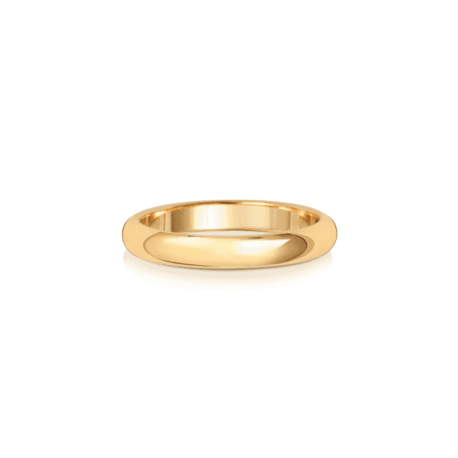 9ct Yellow Gold Polished D-Shaped Wedding Band Ring - 3MM