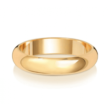 9ct Yellow Gold Polished D-Shaped Wedding Band Ring - 4MM