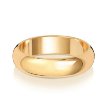9ct Yellow Gold Polished D-Shaped Wedding Band Ring - 5MM