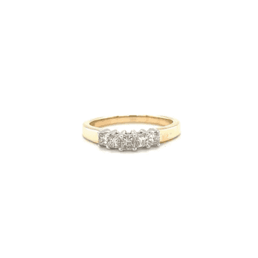 9ct Yellow Gold Princess Cut 5 Stone 0.50ct Diamond Engagement Ring