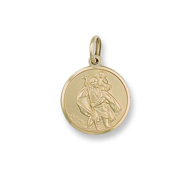 9ct Yellow Gold Round St Christopher Pendant