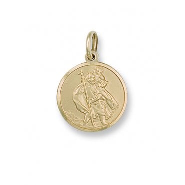 9ct Yellow Gold 29mm Round St Christopher Pendant