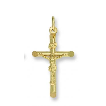 9ct Yellow Gold Rounded Crucifix Pendant