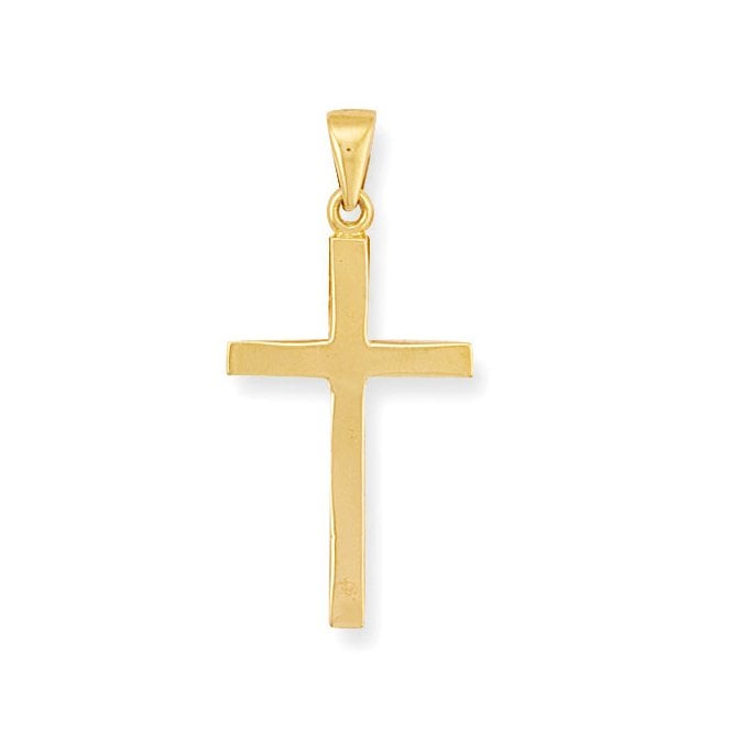 9ct Yellow Gold Small 40mm Polished Cross Pendant