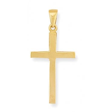 9ct Yellow Gold Small 40mm Polished Cross Pendant