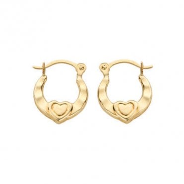 9ct Yellow Heart Detail Creole Earrings