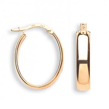 9ct Yellow Oval Tube Hoops Earrings