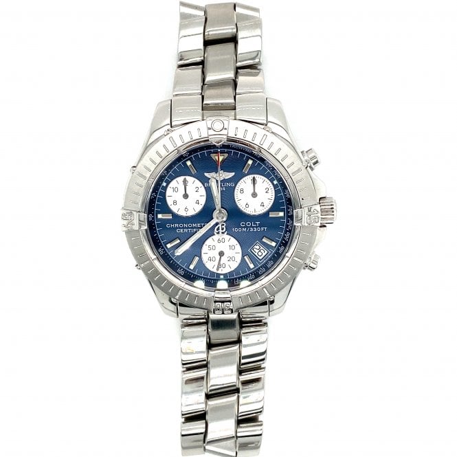 Breitling Automatic Colt Mens Watch - Blue Chronograph Dial - A73350 - 2005