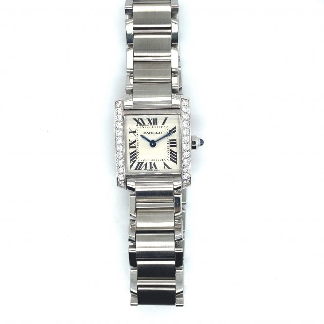 Cartier Pre Owned Tank Francais Small - Stainless Steel Diamond Bezel - 3217 