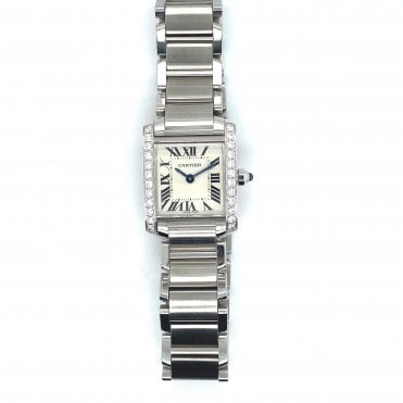 Pre Owned Tank Francais Small - Stainless Steel Diamond Bezel - 3217