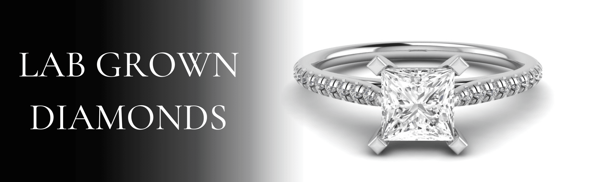Cushion Cut Lab Grown Diamond Ring with Natural Diamond Shoulders 