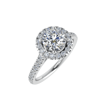 Platinum Brilliant Cut Lab Diamond Halo Solitaire Ring With Diamond Set Shoulders