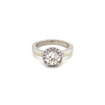 Platinum Diamond Solitaire Halo Ring 1.15ct
