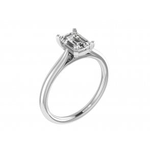 Platinum Emerald Cut Lab Diamond Solitaire Ring