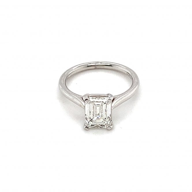 Platinum Emerald Cut Lab Grown Diamond Solitaire Ring 2.08ct