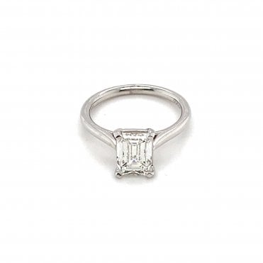 Platinum Emerald Cut Lab Grown Diamond Solitaire Ring 2.08ct