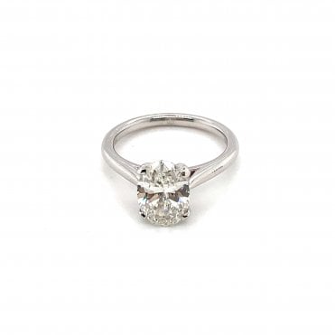 Platinum Oval Cut Lab Grown Diamond Solitaire Ring 2.06ct