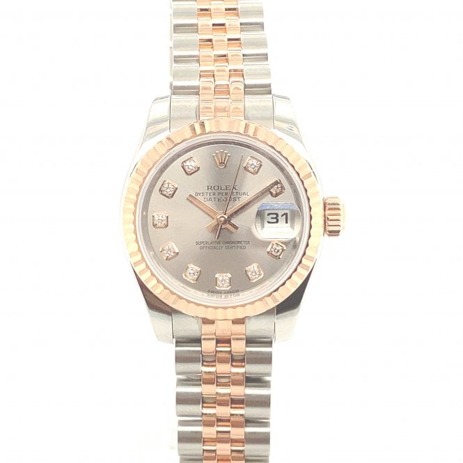 Pre-Owned Rolex Watches Pre-Owned Ladies Rolex Datejust Lady - Grey Diamond Dial Watch - 179171 - 2018