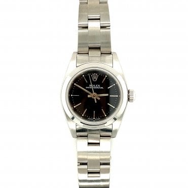 Pre-owned Rolex Oyster Perpetual 24 - Black Baton Dial Ladies Watch - 76080 - 1999
