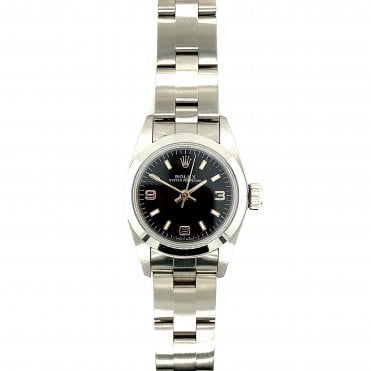 Pre-owned Rolex Oyster Perpetual 24 - Black Quarter Arabic Dial Ladies Watch - 67180 - 1996