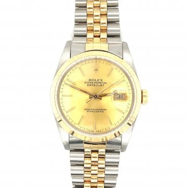Pre-owned Rolex Datejust - Champagne Bi-Metal Mens Watch - 16233 - 1990