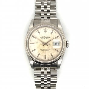 Pre-owned Rolex Datejust - Silver Baton Dial Mens Watch - 16234 - 1989