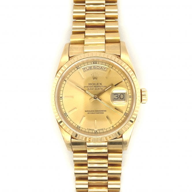 Pre-Owned Rolex Watches Pre-Owned Mens Rolex Day-Date 36 - 18ct Yellow Gold Champagne Dial Rolex Watch 18238 - 1994