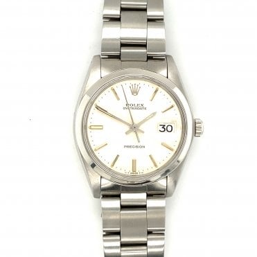 Pre-owned Rolex Oyster Date Precision 34 - Vintage Silver Dial Mens Watch - 6694 - 1979