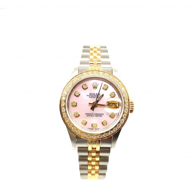 Pre-Owned Rolex Watches Pre-Owned Rolex Datejust Lady - Pink MOP Diamond Dial - 69173 - 1985