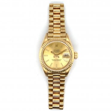 Pre-Owned Datejust Lady - 18ct Yellow Gold Champagne Dial Watch - 69178 - 1991