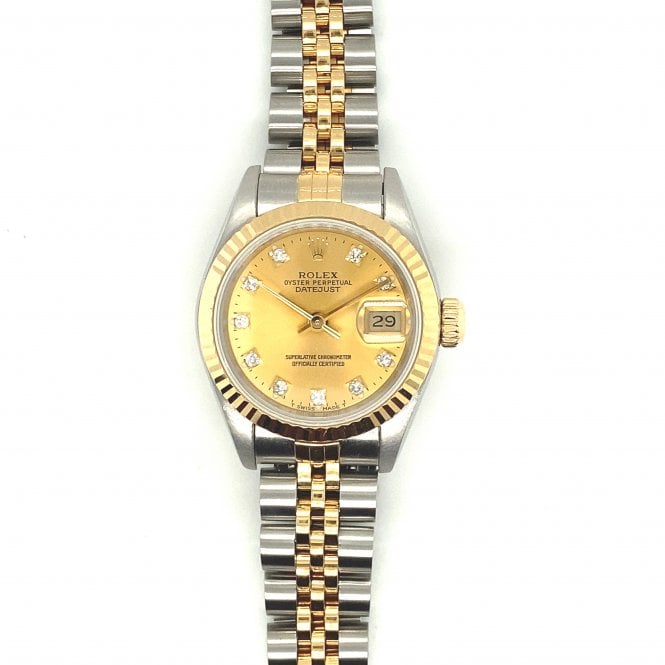 Pre-Owned Rolex Watches Pre-Owned Datejust Lady - Bi Metal Champagne Diamond Dial - 69173 - 1993