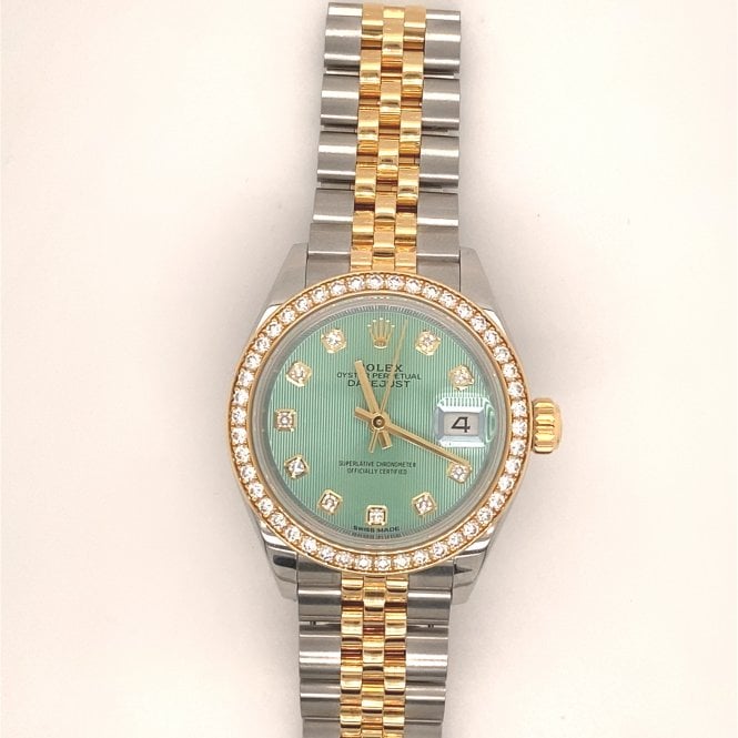 Pre-Owned Rolex Watches Pre-Owned Datejust Lady Bi-Metal Mint Green Tapestry Diamond Dial - 279383RBR - 2017