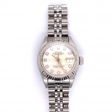 Pre-Owned Datejust Lady Stainless Steel - Silver  Diamond Dial - 69174 - 1990