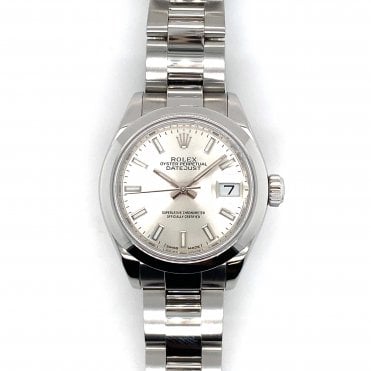 Pre-Owned Ladies Rolex Datejust - Stainless Steel Silver Baton Dial Watch - 279160 - 2019