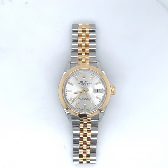 Pre-Owned Rolex Watches Pre-Owned Lady Datejust 28 - Bi-Metal Silver Baton Dial Watch - 279163 - 2018