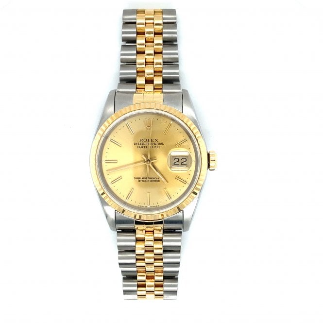 Pre-Owned Rolex Watches Pre-Owned Men's Datejust Rolex - Champagne Dial Bi-Metal Watch - 16233 - 1991