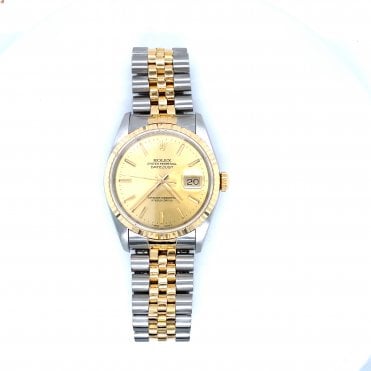 Pre-Owned Men's Datejust Rolex- Champagne Dial Bi-Metal Watch - 16233 - 1991
