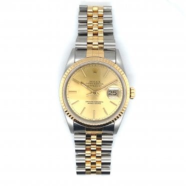 Pre-Owned Men's Datejust Rolex- Champagne Dial Bi-Metal Watch - 16233 - 1993