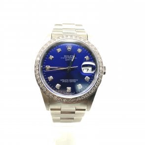 Pre-Owned Men's Oysterdate Rolex Date - Blue Diamond Dial & Bezel - 15200 - 2001