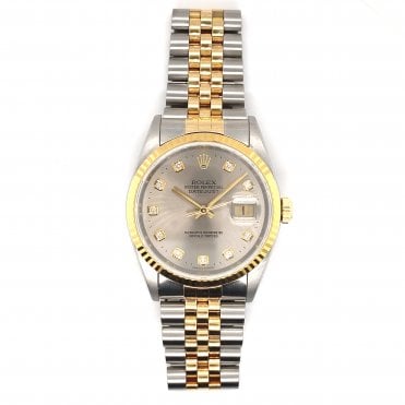 Pre-Owned Mens Rolex Datejust 36 - Bi-Metal Silver Diamond Dial Watch - 16233 - 1995