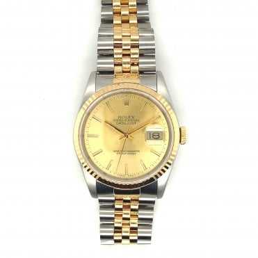 Pre-Owned Datejust - Bi Metal Champagne Dial Mens Watch - 16233 - 1988