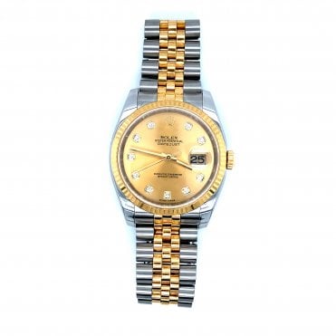 Pre-Owned Mens Rolex Datejust - Bi-Metal Champagne Diamond Dial Watch - 116233 - 2009