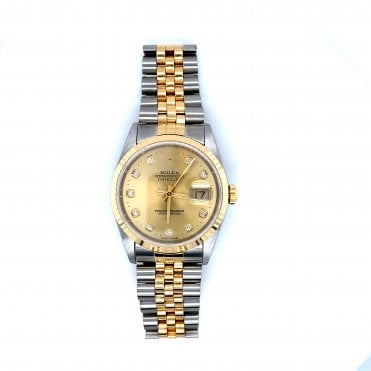 Pre-Owned Mens Rolex Datejust - Bi-Metal Champagne Diamond Dial Watch - 16233 -1996