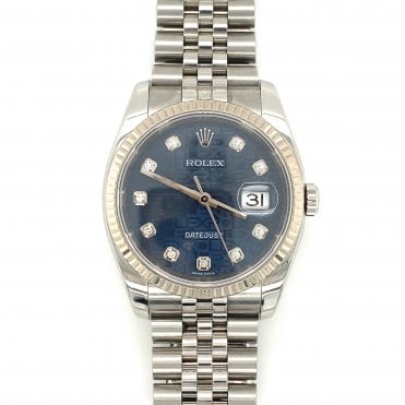 Pre-owned Rolex Datejust - Blue Jubilee Anniversary Diamond Dial Men's Watch - 116234 - 2000/09