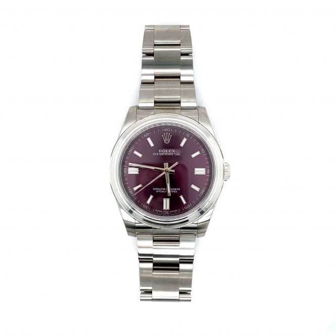 Pre-Owned Rolex Watches Pre-Owned Mens Rolex Oyster Perpetual - Red Grape Non Date Dial Watch - 116000 - 2014/15