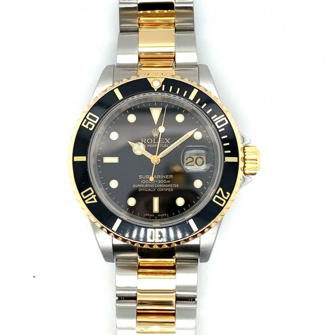 Pre-Owned Rolex Watches Pre-Owned Mens Rolex Submariner - Bi-Metal Black Date Dial Watch - 116613LN - 2005/06