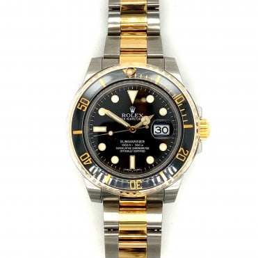 Pre-owned Rolex Submariner - Bi-Metal Black Date Dial Mens Watch - 116613LN - 2011