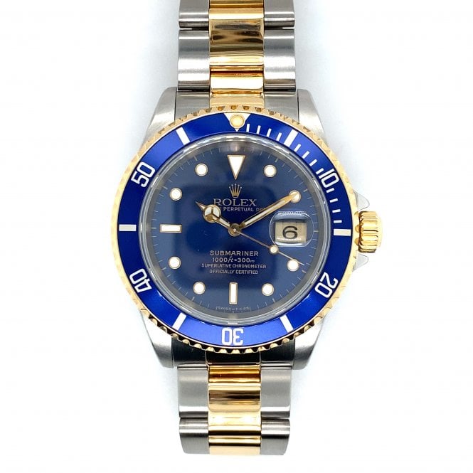 Pre-Owned Rolex Watches Pre-Owned Mens Rolex Submariner - Bi-Metal Blue Dial Watch - 16613 - 1997